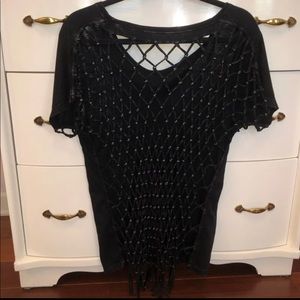 IRO JEANS Black Gouba Net Back Tee